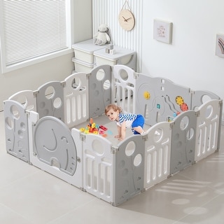 YUKOOL Foldable Baby Playpen - Portable, Educational, and Safe Play Yard – 14 Panels