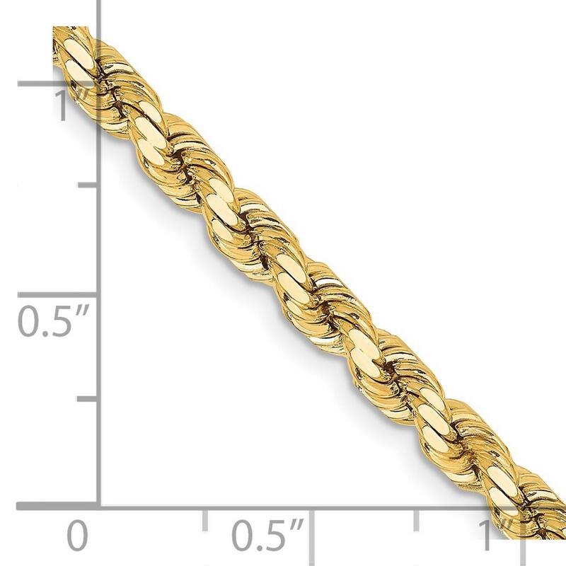 Curata 14k Gold 4.25mm Sparkle Cut Rope Chain Bracelet