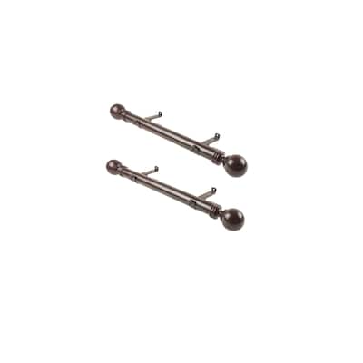 Rustic Curtain Rods Set of 2 - 24 Inch Steel Rods with Metal Finials - Window Treatment Hardware - M