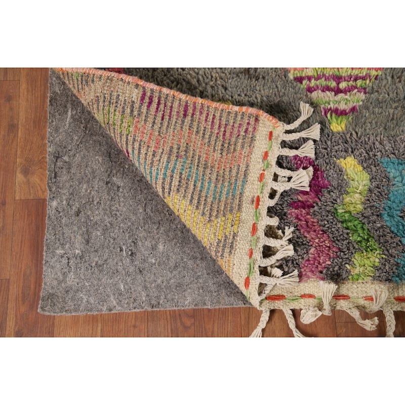 Plush Moroccan Oriental Area Rug Handmade Purple Wool Carpet - 9'0" x 12'7"