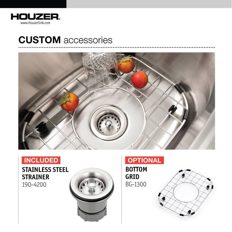 Houzer 1515-6BS-C Hospitality 15" Drop In Single Basin Stainless Steel