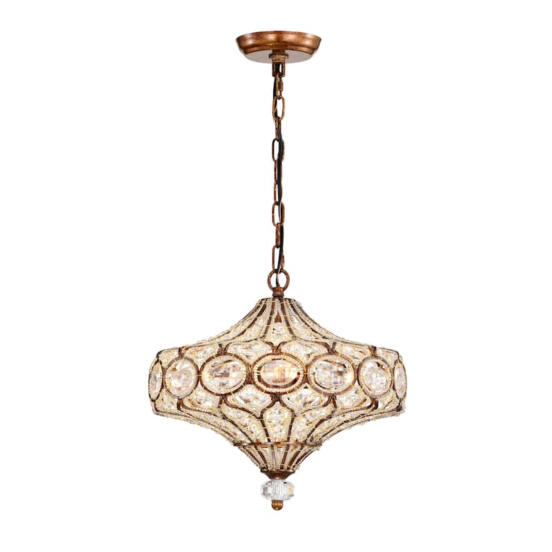 Rilo 4-light Antique Finish Carousel with Crystals Chandelier Ceiling Light - Spanish-Bronze
