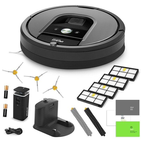 iRobot Roomba 960 Vacuum Cleaning Robot + Virtual Wall Barrier + 3 SideBrushes + 4 High Efficiency Filters + AeroForce Extractor