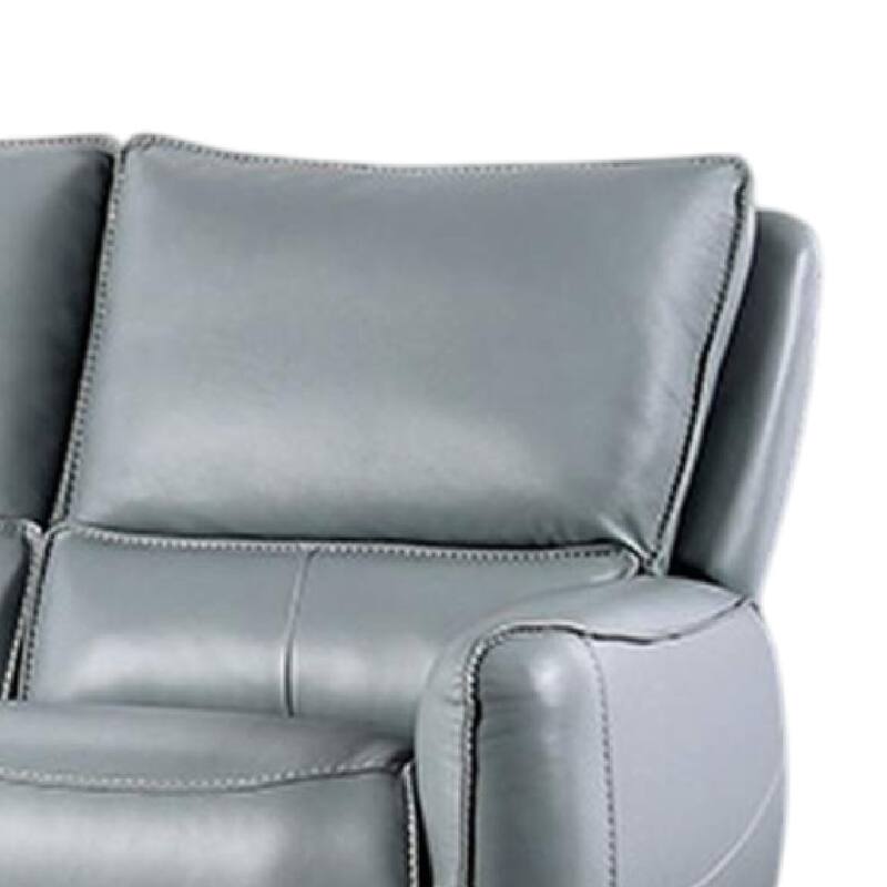 Pono Power Reclining Sofa, Pale Blue Top Grain Leather, 85 Inch, Zero Gravity