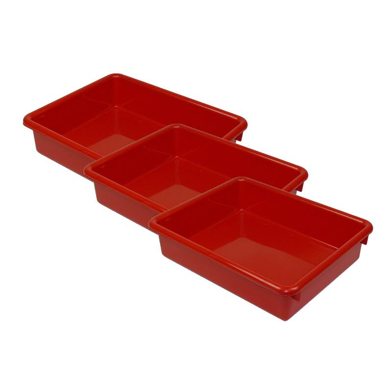 Romanoff Stowaway 3" Letter Tray no Lid, Red, Pack of 3