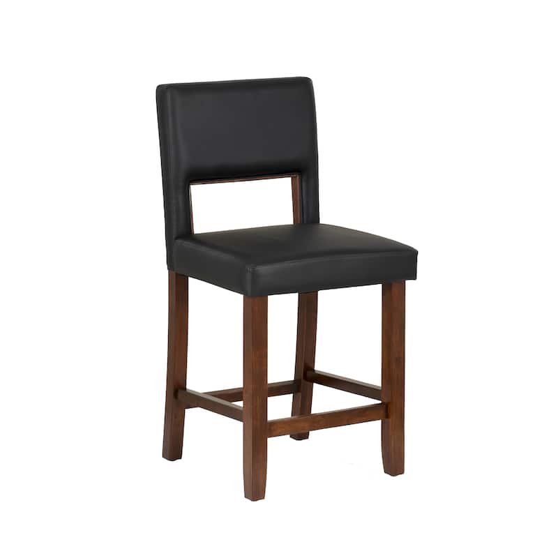 Zeta Dark Brown Faux Leather 24-inch Counter Stool - Single - Counter Height - Black with Espresso