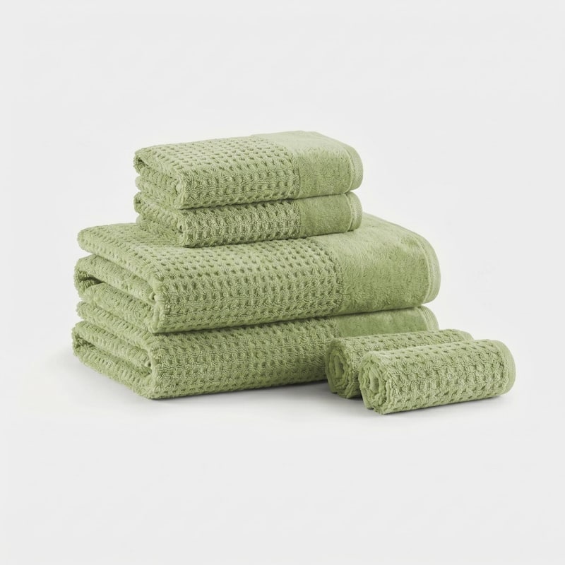 Madison Park Spa Waffle Cotton Waffle Jacquard Antimicrobial Bath Towel 6 Piece Set