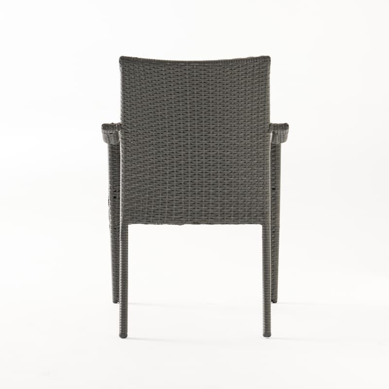 Roomfitters Outdoor PE Rattan Stacking Dining Chairs with Cushions, Patio Furniture Set of 4, Grey
