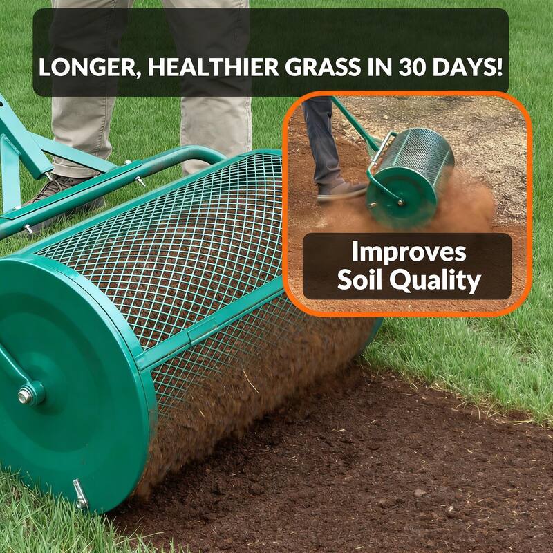 The Original 24 Inch Compost and Peat Moss Spreader Roller, Top Soil, Sand, Manure, Mulch, Top Dressing Lawn and Garden Spreader