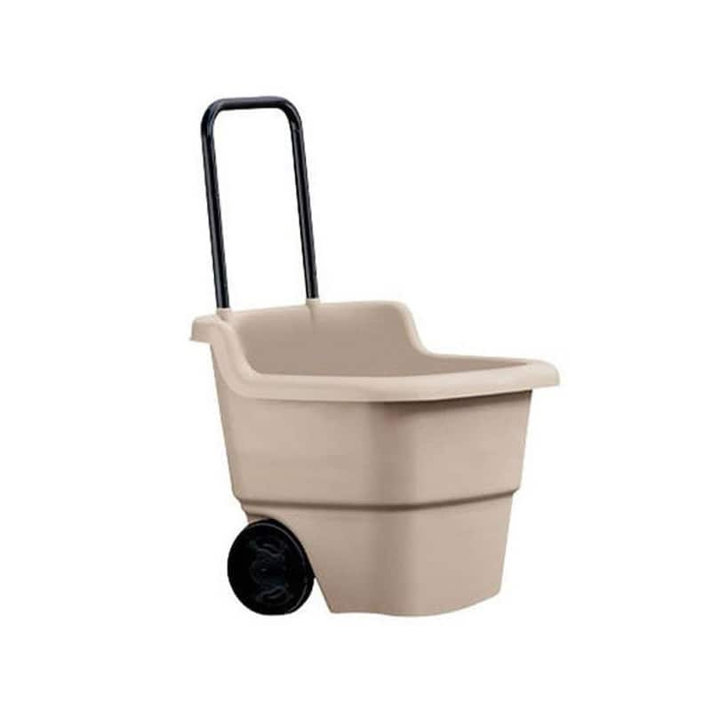 Suncast 15 Gallon Poly Multipurpose Rolling Lawn and Garden Cart, Taupe (4 Pack)