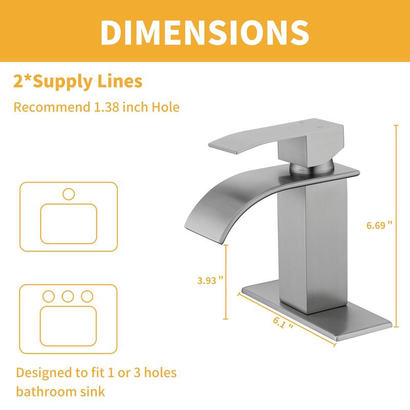 Single Handle Single Hole Bathroom Vanity Waterfall Spout Bathroom Faucet