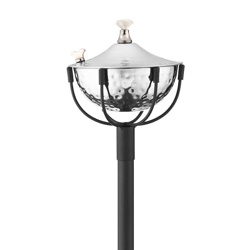 Maui Tiki Style Torch with 54" Pole - Hammered Nickel - 1 Pack