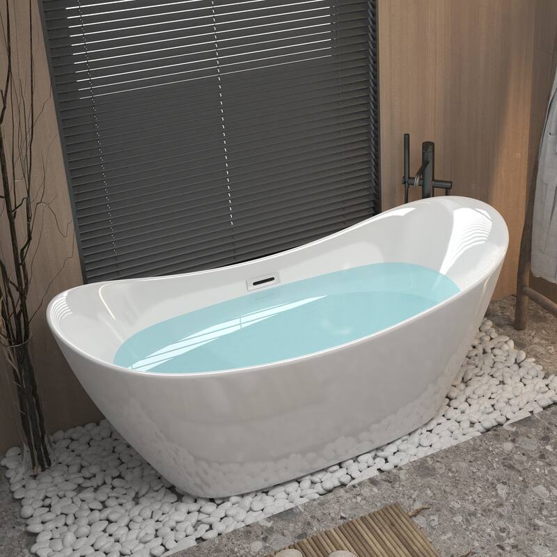 GDFStudio - Juliette Modern Freestanding Soaking Tub with Ergonomic Spa-Style Comfort - 59 "Acrylic freestanding tub
