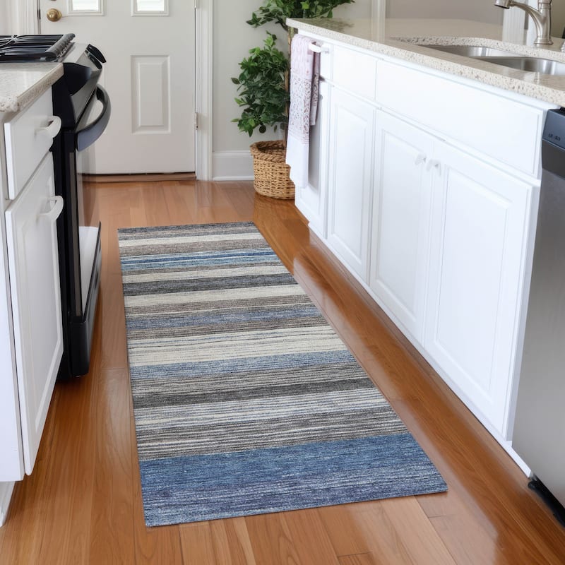 Premium Washable Super Soft Striped Mayfield Rug - Denim - 2'3" x 7'6"