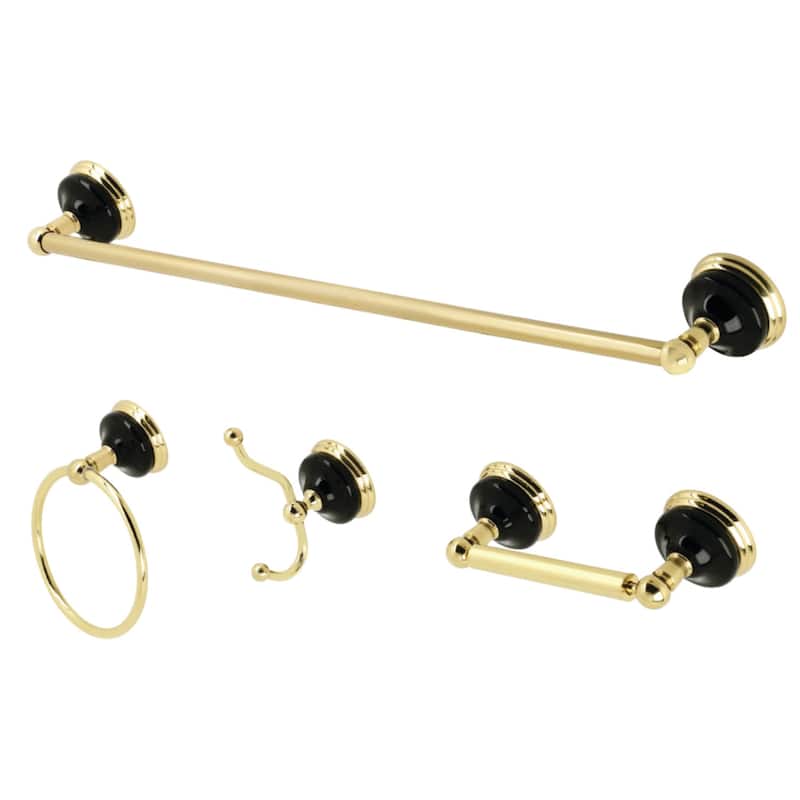 Kingston Brass Water Onyx 4 Piece Bathroom Package with 18" Towel Bar,