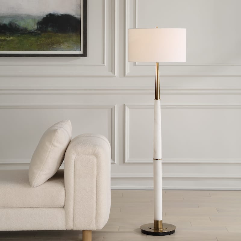 Uttermost Faro White Marble Floor Lamp - 61'' H X 17'' W X 17'' D