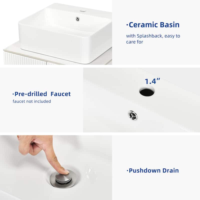 Moasis Single Bathroom Vanity with Ceramic Vessel Sink