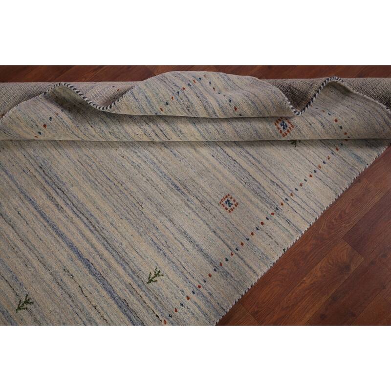 Tribal Striped Gabbeh Indian Accent Rug Handmade Wool Carpet - 4'0"x 5'9"
