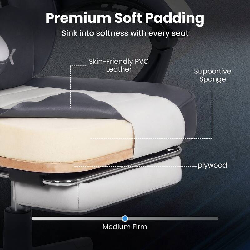 Gymax Gaming Chair w/ Headrest Reclining Backrest Lumber Support