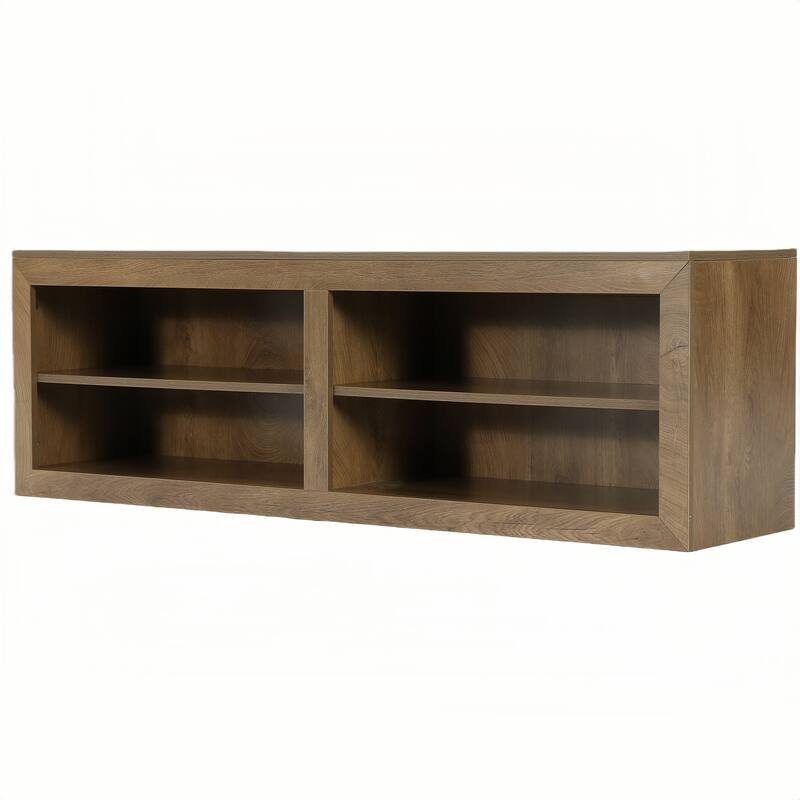55" Wood TV Stand with 4 Shelves for Living Room, Bedroom