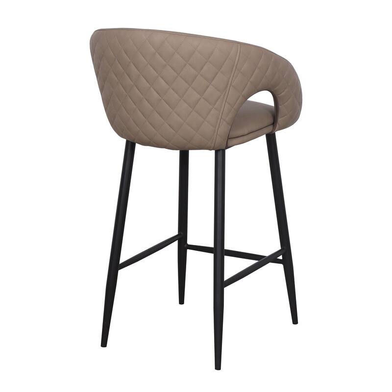 Counter Stool with PU Seat and Black Metal Legs (set of 2)