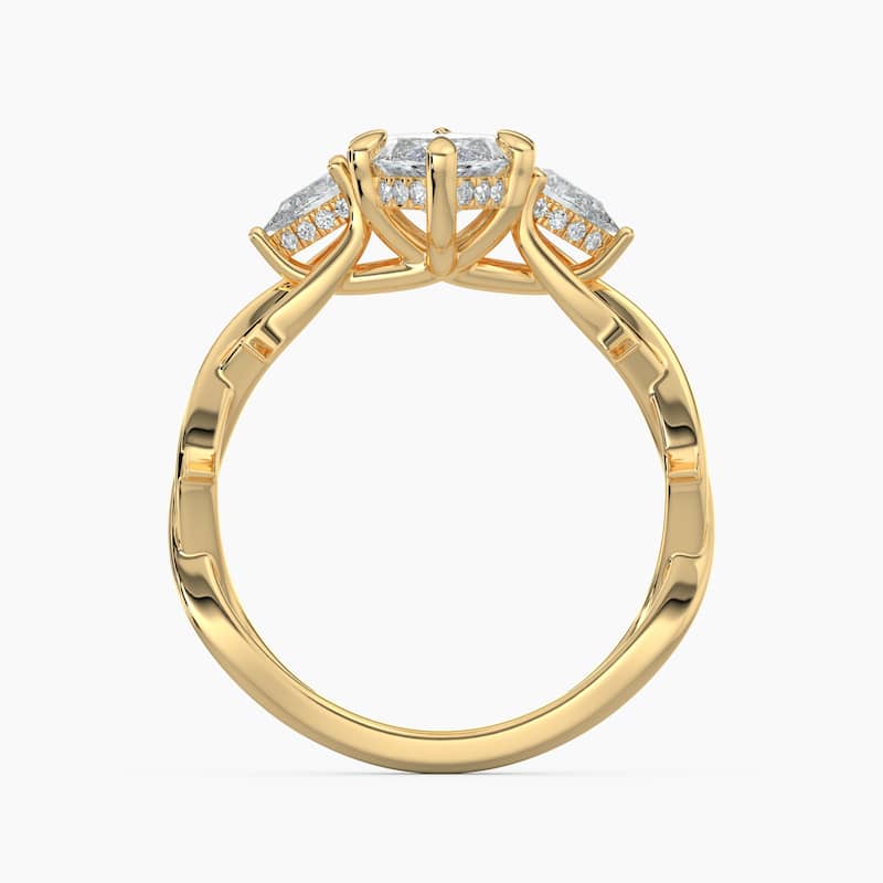 Auriya 14k Gold Marquise Lab Grown Diamond Thorn Vine Three Stone Hidden Halo Engagement Ring 1 to 5 ct. tw. (F-G, VS)
