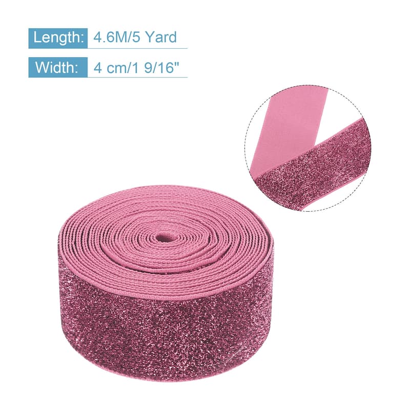 Metallic Glitter Velvet Ribbon for Gift Wrapping - Pink - 1 9/16"x 5 Yard