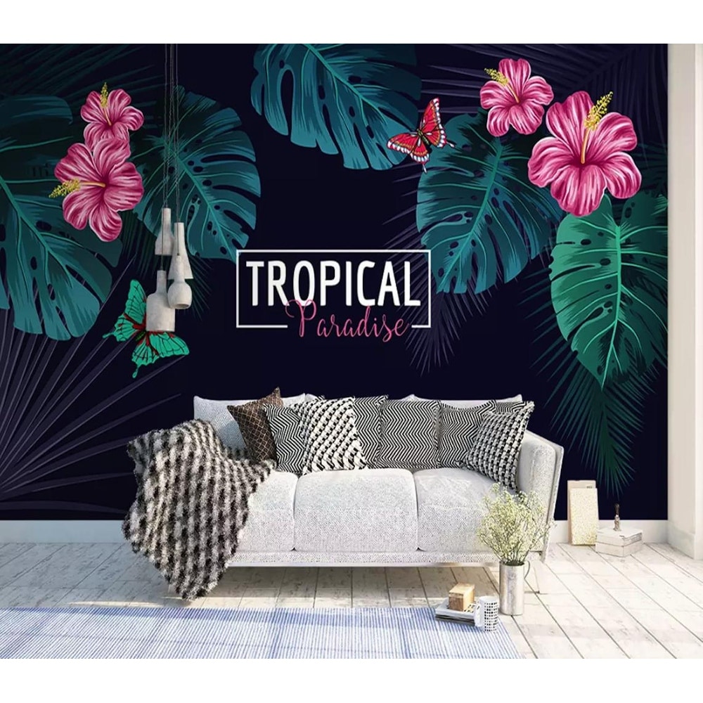 Wallpaper Roll Parrot Tropical Bird Floral Botanical Antique Palm 24in x 27ft 
