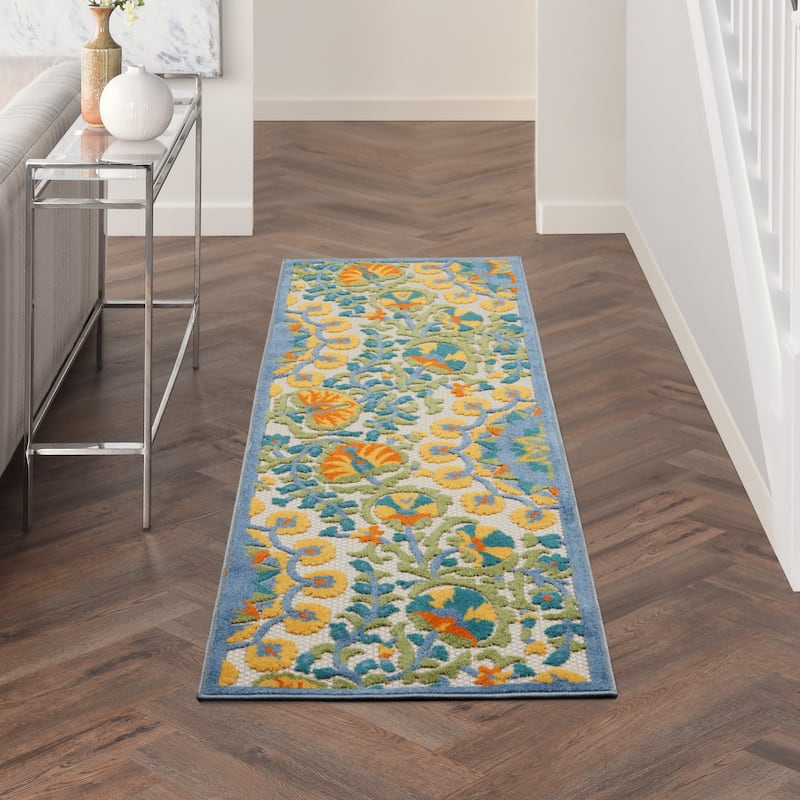 Nourison Aloha Modern Floral Vibrant Multicolored Indoor/Outdoor Area Rug