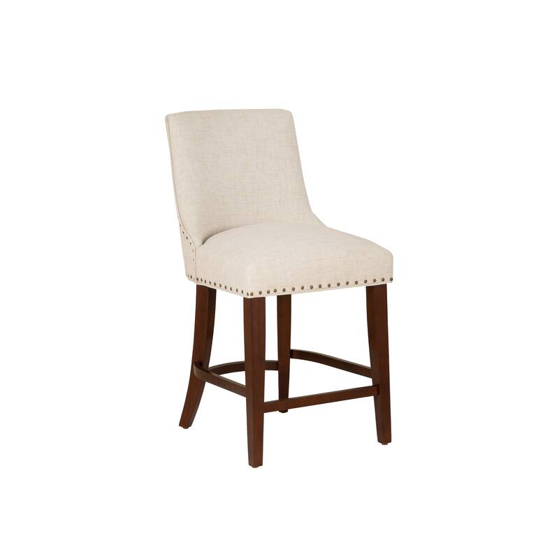 Linon Allard Beige Upholstered 25.5-Inch Counter Stool