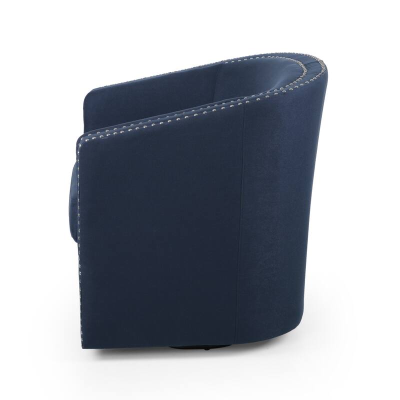Blue 31.25" Upholstered Swivel Club Chair