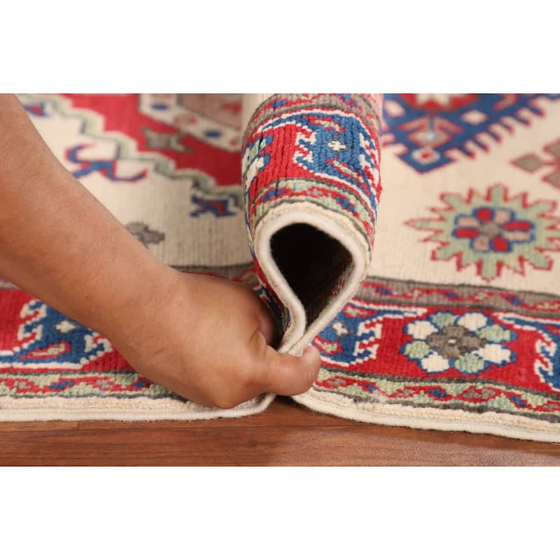 Traditional Red Kazak Foyer Rug Hand-Knotted Wool Carpet - 2'10" x 3'11"