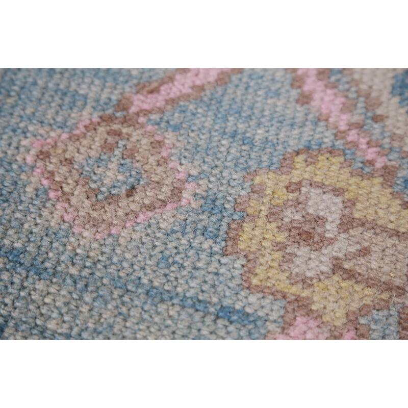 Hand Knotted Oriental 100% Wool Carpet Transitional Geometric Navy Blue & Blues Oushak Area Rug - 10' 4'' X 8' 10''