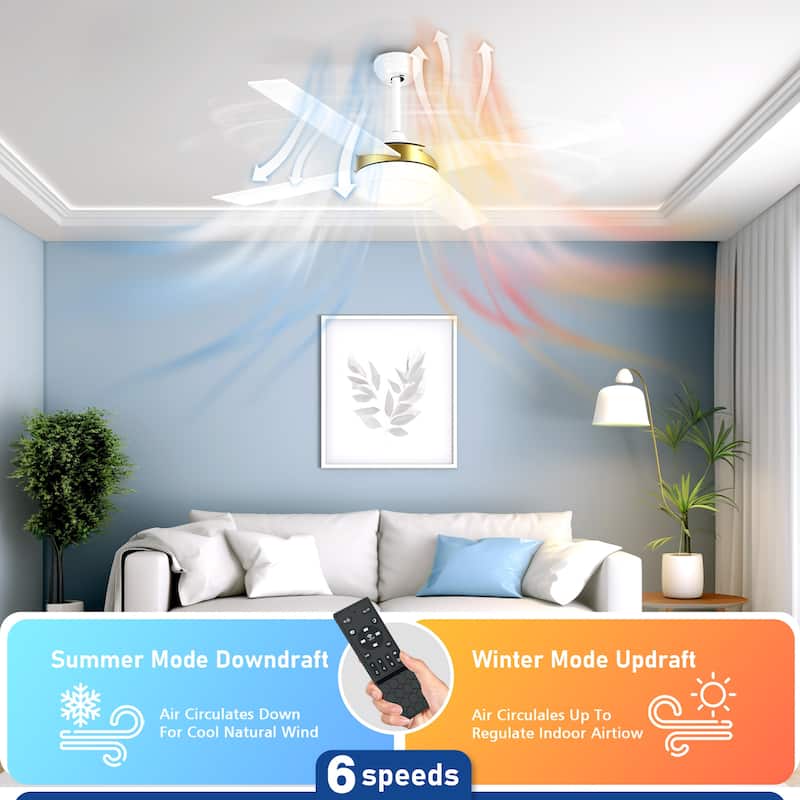 Moasis 52 inch 4 Blades Ceiling Fans with LED Light and Remote