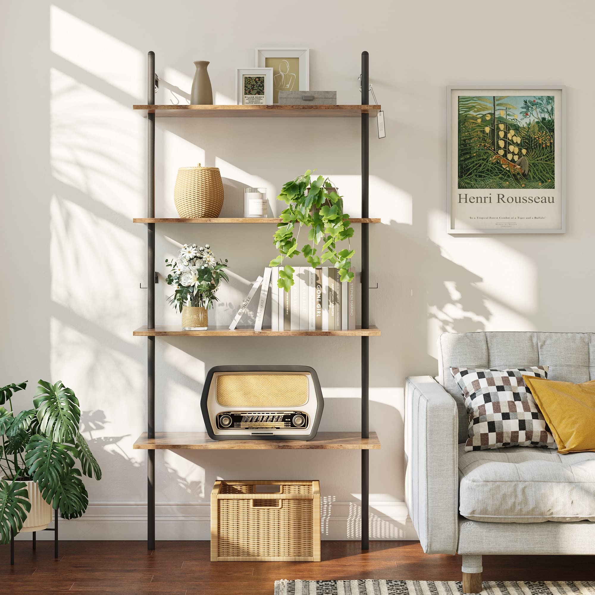 Industrial wall bookshelf hotsell
