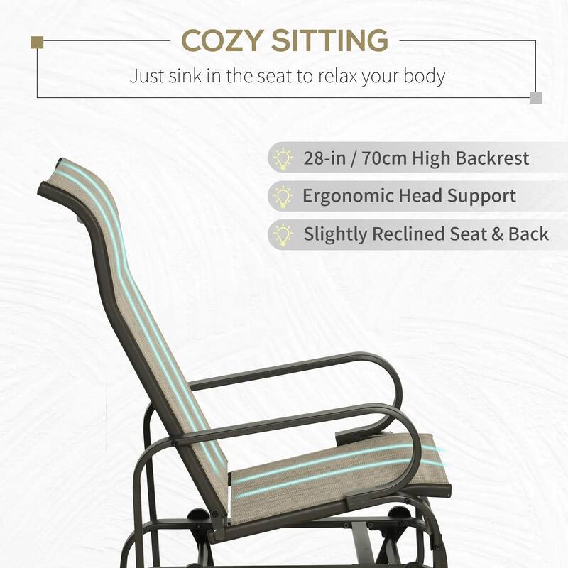 Gliding Lounger Chair with Lightweight Metal, Mesh Construction