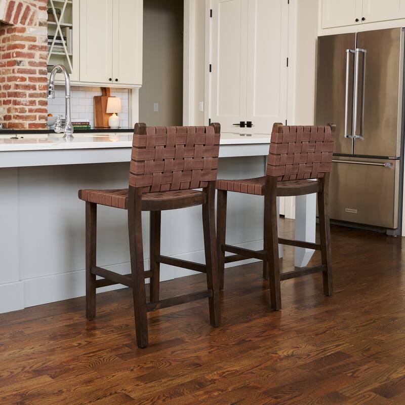 Maven Lane Noah Kitchen Dining Stool with Vegan Leather