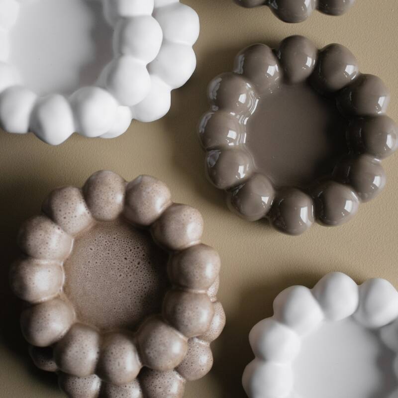 Rounded Shape Ceramic Plate Candle Holder - 6.75" - Beige