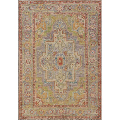 Vegetable Dye Heriz Serapi Oriental Rug Hand-Knotted Grey Wool Carpet - 3'0"x 4'9"