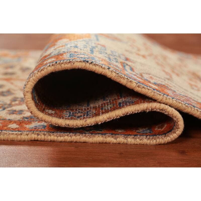 Hand Knotted Oriental 100% Wool Carpet Transitional Medallion Peach Oushak Area Rug - 5' 11'' X 2' 6''