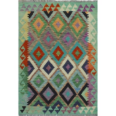 Flatweave Marlyn Lt. Green/Ivory Rug - 3'3" x 4'11"