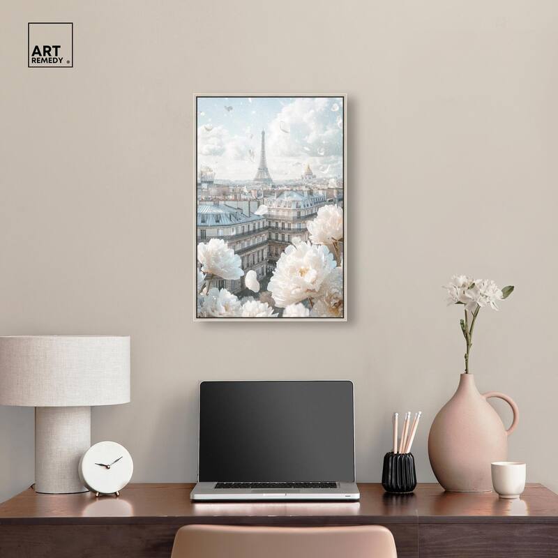 Peonies Over Paris Canvas by Art Remedy