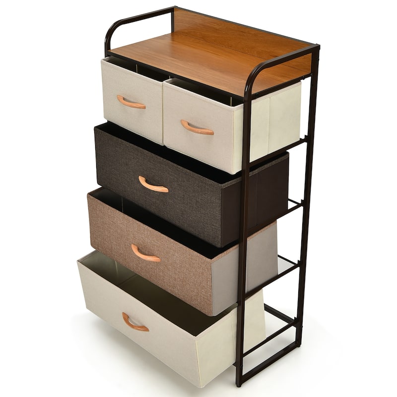 Costway 5-Drawer Dresser Storage 4-Tier Organizer Tower Steel Frame