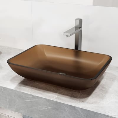 VIGO Sottile 18"L x 13"W Glass Vessel Sink and Nova 10"H Faucet Set