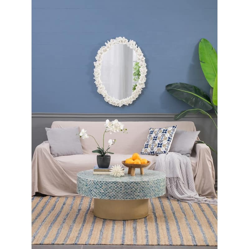 Coral Framed Oval Wall Mirror - 35.5" - White