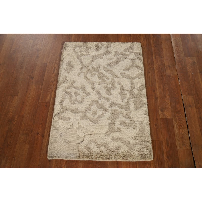 Abstract Moroccan Accent Rug Handmade Oriental Wool Carpet - 2'0"x 3'0"