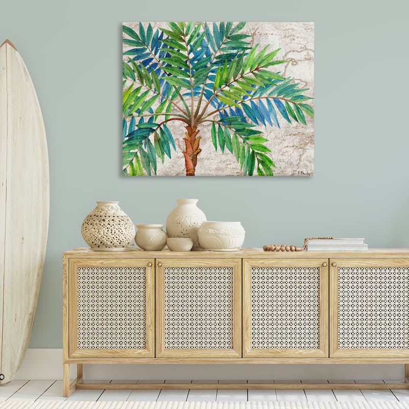 Stupell Aqueous Palm Tree Canvas Wall Art Design By Paul Brent