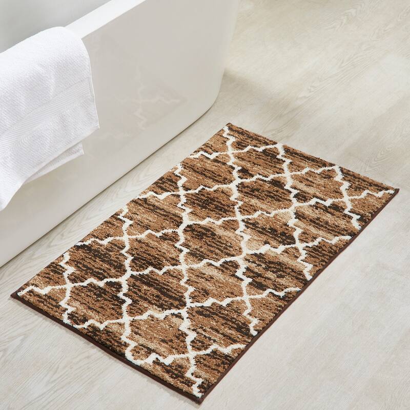 Better Trends Savio Collection 100% Micro Polyester Rectangle Soft Plush & Absorbent Water Machine Washable 2 Piece Bath Rug Set
