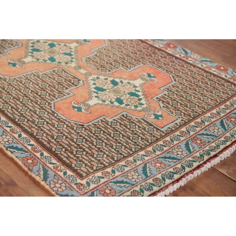 Geometric Bidjar Vintage Persian Runner Rug Handmade Wool Carpet - 2'9" x 10'1"