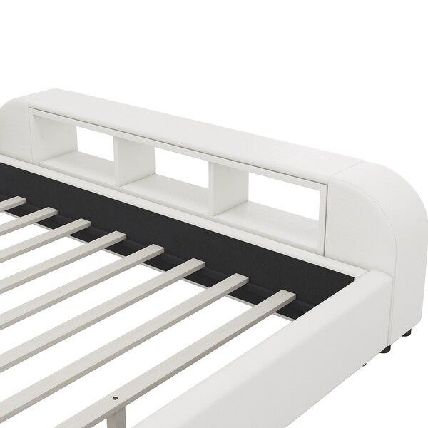 Queen Size Platform Bed with Nightstandand,Cup Holders,Bluetooth